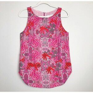 Cabi Sz S Pink Paisley Print Tunic Tank Top Blouse Womens